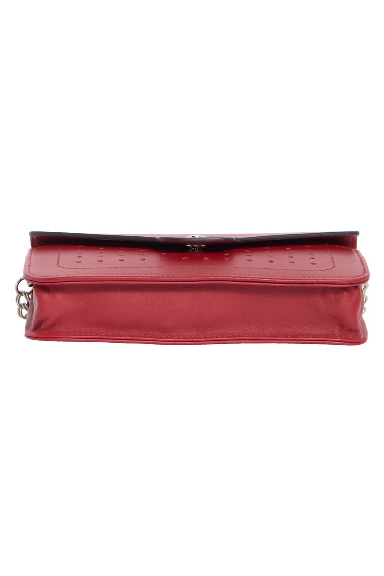 Mademoiselle Leather Wallet on a Chain, Alternate, color, GARNET RED