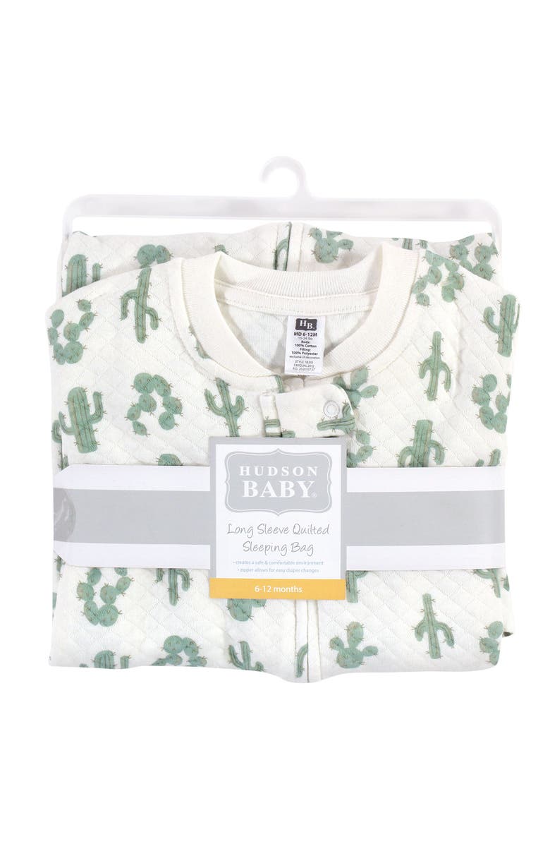 Hudson Baby Quilted Long Sleeve Sleeping Bag and Wearable Blanket, Alternate, color, Neutral Cactus