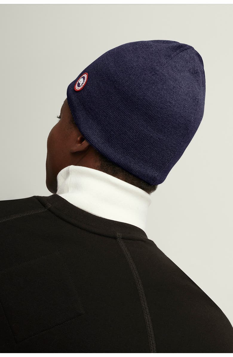 Canada Goose Standard Wool Blend Beanie, Alternate, color, Navy Heather