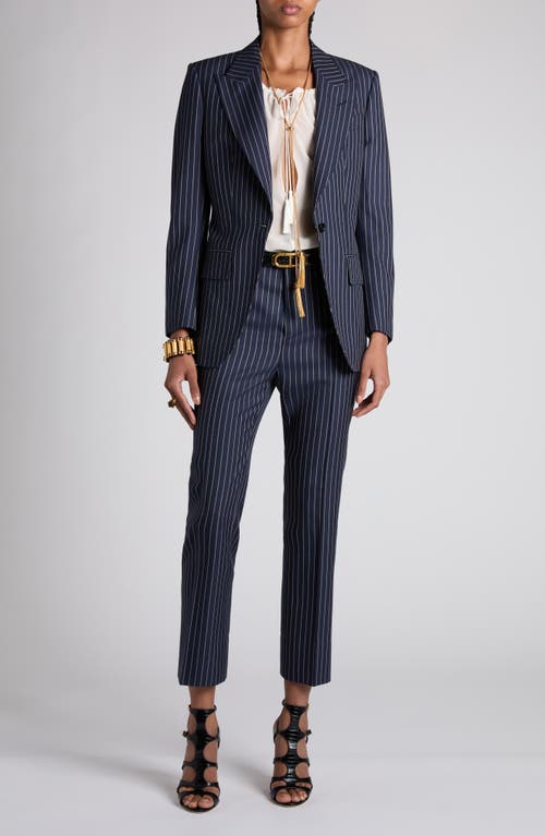 Tom Ford Pinstripe One-button Wool Blazer In Zhbby Combo Navy Stone