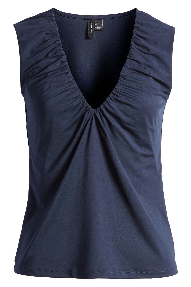 Hanna Bianca Shirred Shell, Alternate, color, NAVY BLAZER