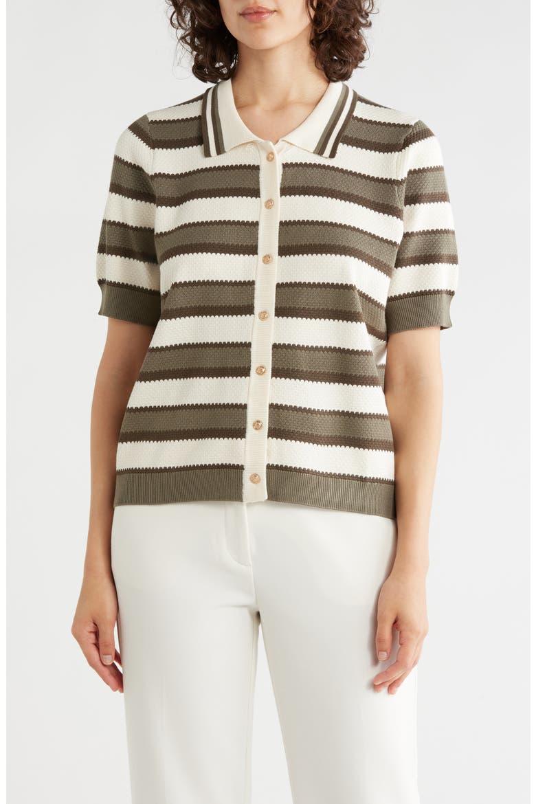 Stripe Polo Sweater, Main, color, OLIVE TREE COMBO