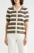 Adrianna Papell Stripe Polo Sweater