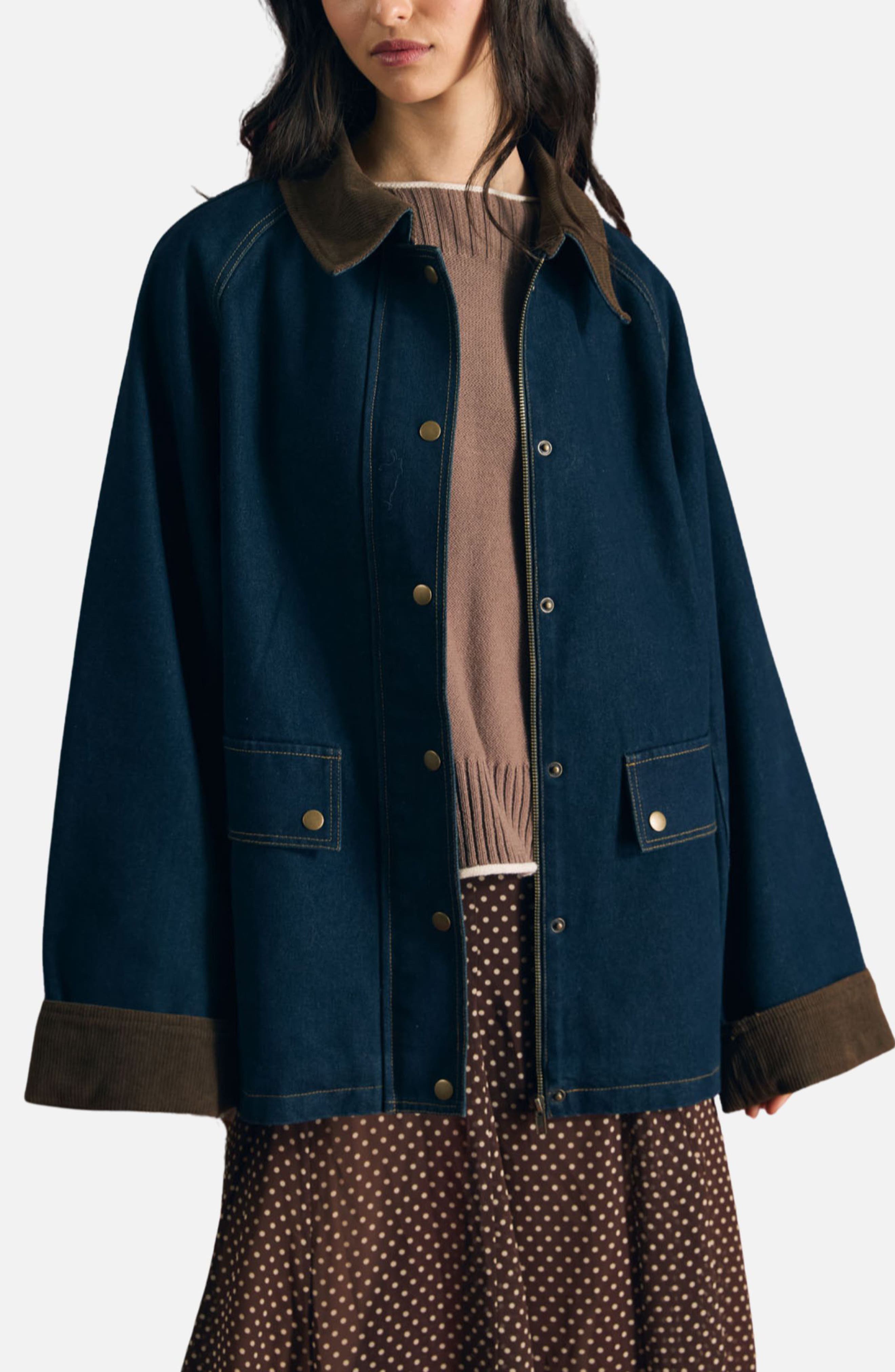 Corduroy Collar Denim Jacket