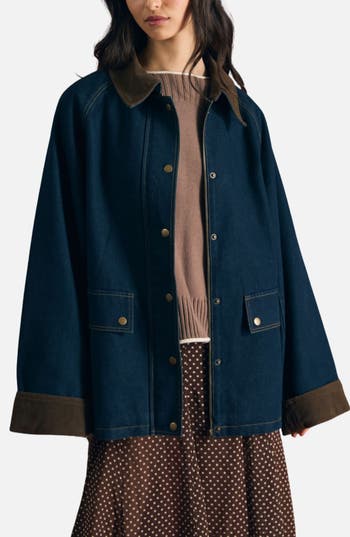 Blu Pepper Corduroy Collar Denim Jacket