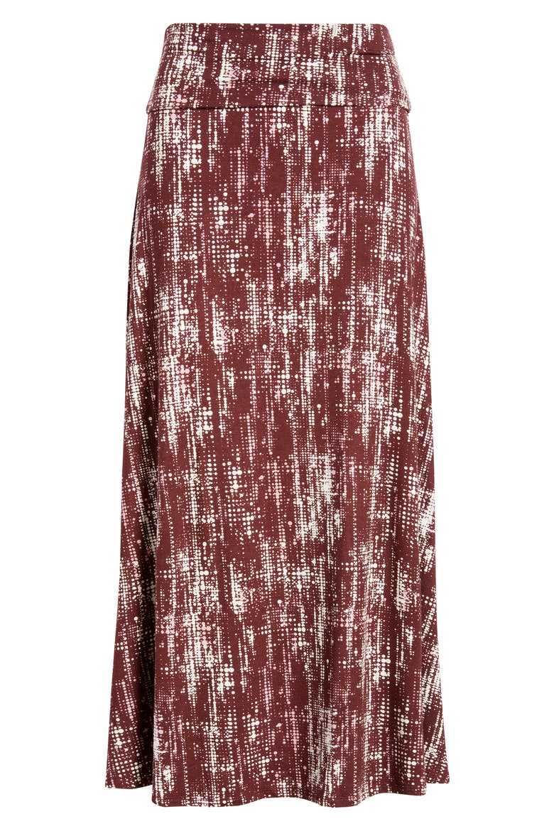 Roll Top Printed Maxi Skirt, Alternate, color, BURGUNDY