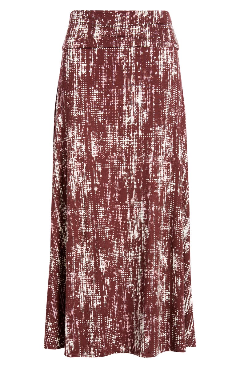 Loveappella Roll Top Printed Maxi Skirt, Alternate, color, Burgundy
