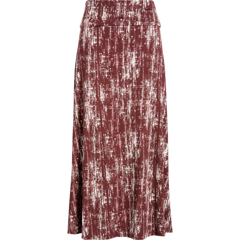 Loveappella Roll Top Printed Maxi Skirt In Brown