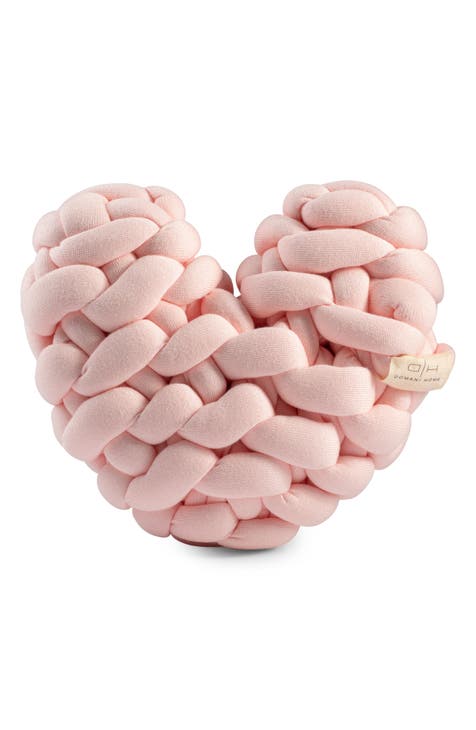Domani Home Pink Heart Knit Cushion Domani Home Pink Heart Knit Cushion