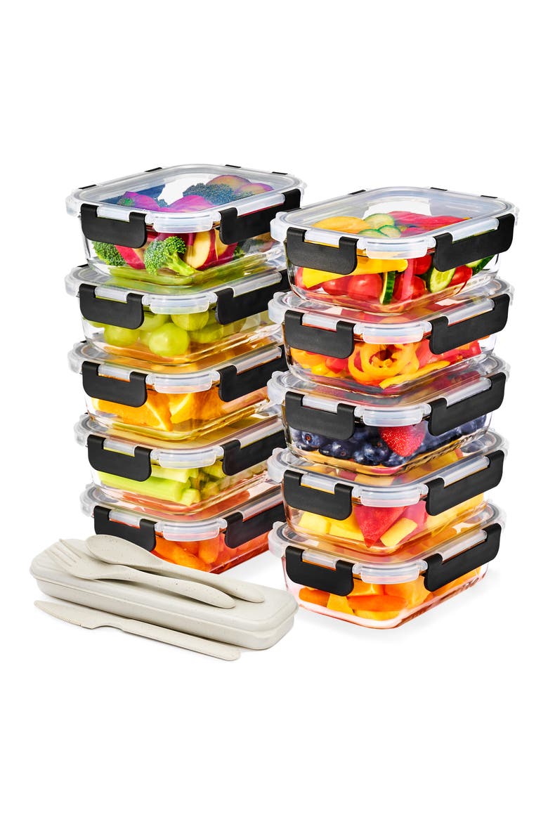 10-Pack Glass Food Prep Storage Containers, Alternate, color, CLEAR