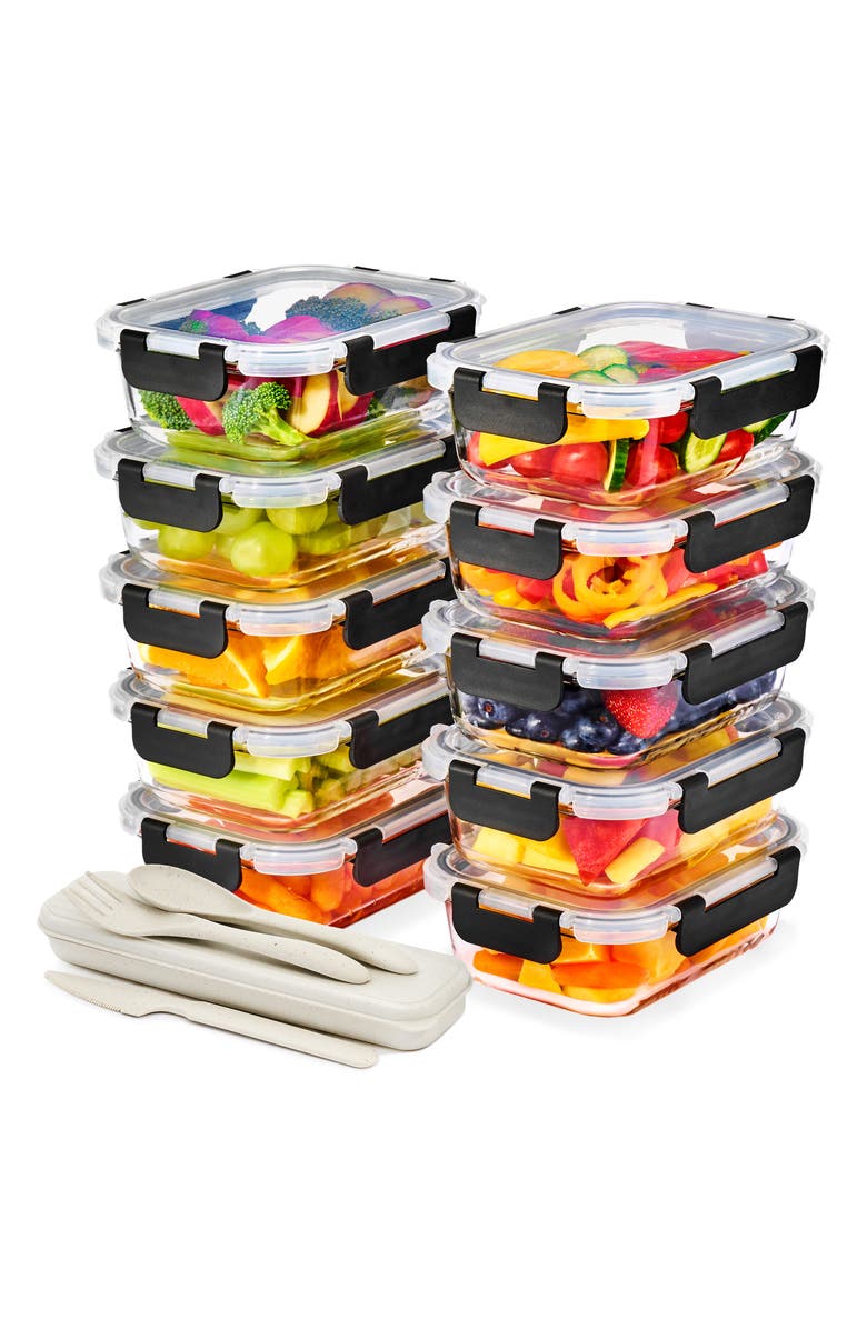 SORBUS 10-Pack Glass Food Prep Storage Containers, Alternate, color, Clear