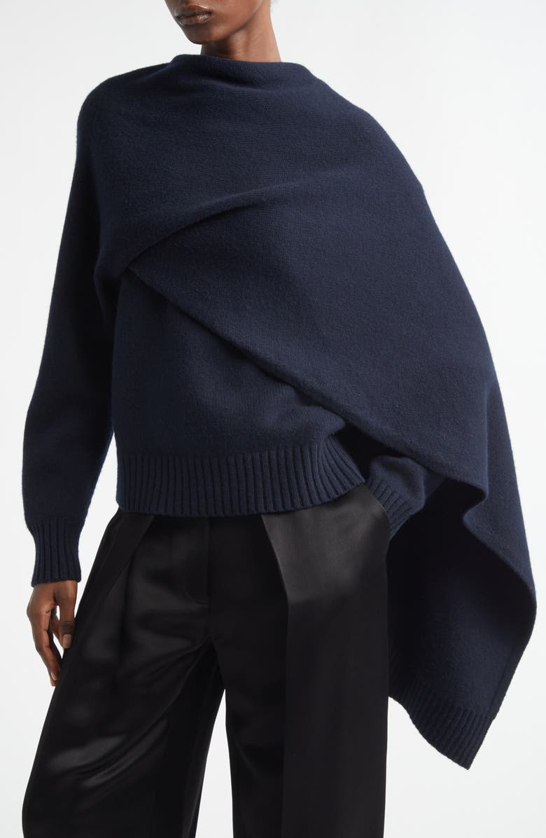 A.L.C. Davin Lambswool Scarf Sweater, Alternate, color, Navy