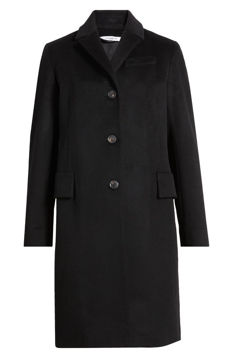 Fleurette Notch Collar Wool Coat, Alternate, color, 