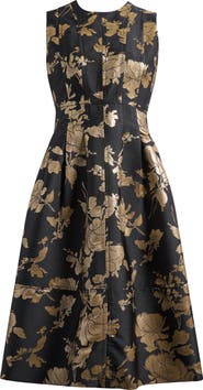 Donna Karan New York Metallic Jacquard Sleeveless Fit & Flare Dress