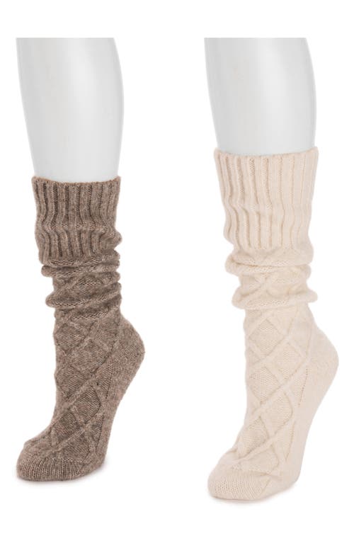 Muk Luks Lounge Lattice Crew Socks In Multi