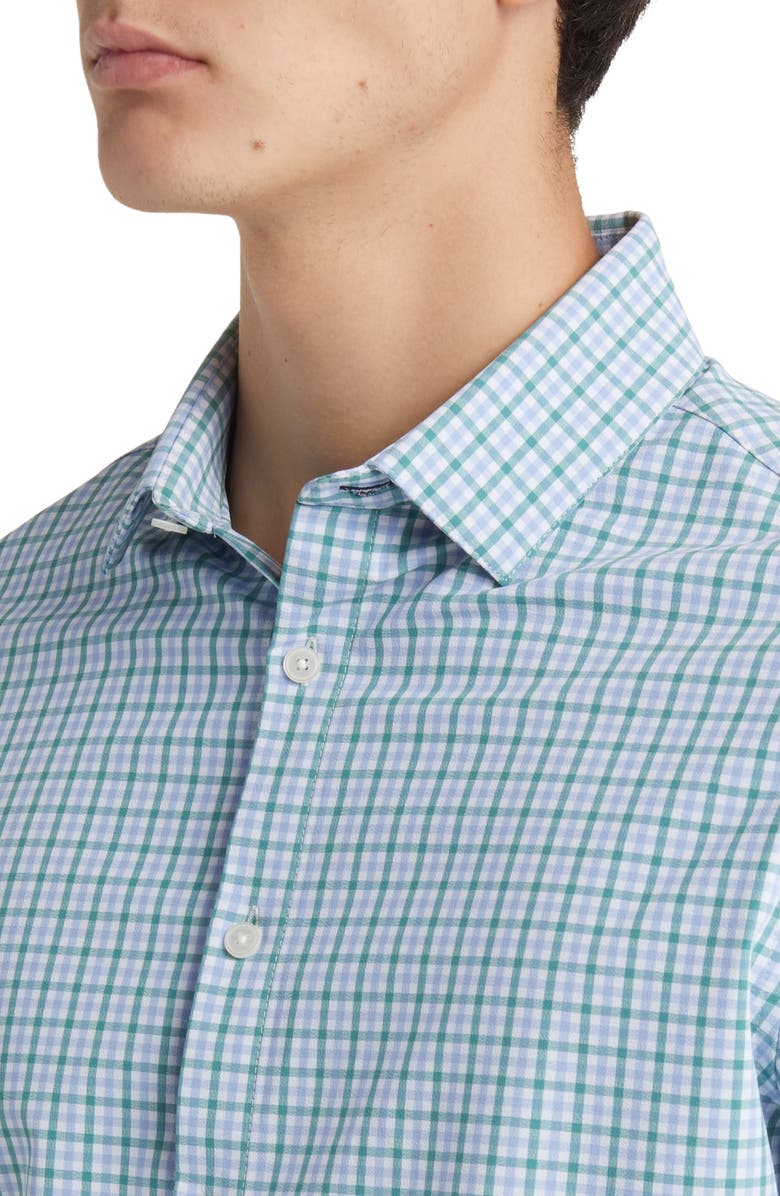 Mizzen+Main Leeward Trim Fit Deep Sea Oaklawn Check Performance Button-Up Shirt, Alternate, color,