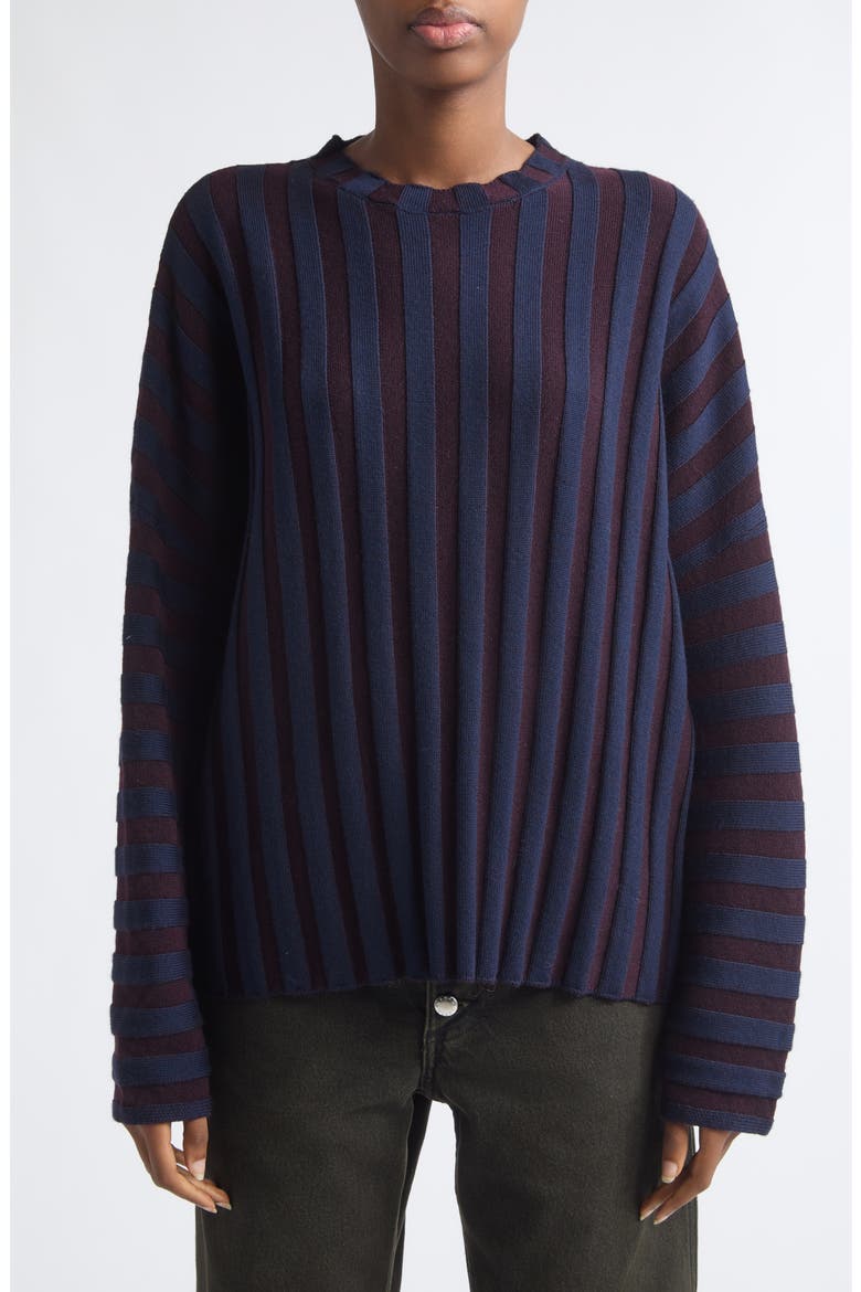 Keyboard Stripe Merino Wool Sweater, Alternate, color, PORT