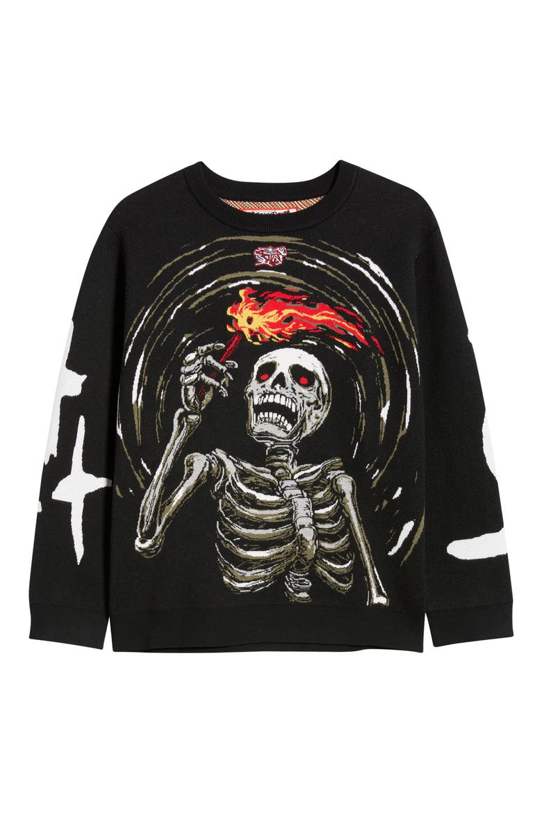 Flame Sweatshirt, Alternate, color, BLACK
