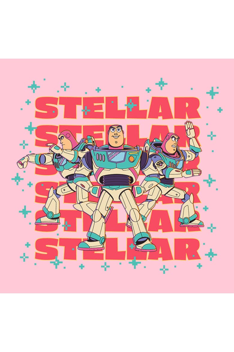 Girl's Toy Story 5 Stellar Stars Buzz  Graphic T-Shirt, Alternate, color, Light Pink