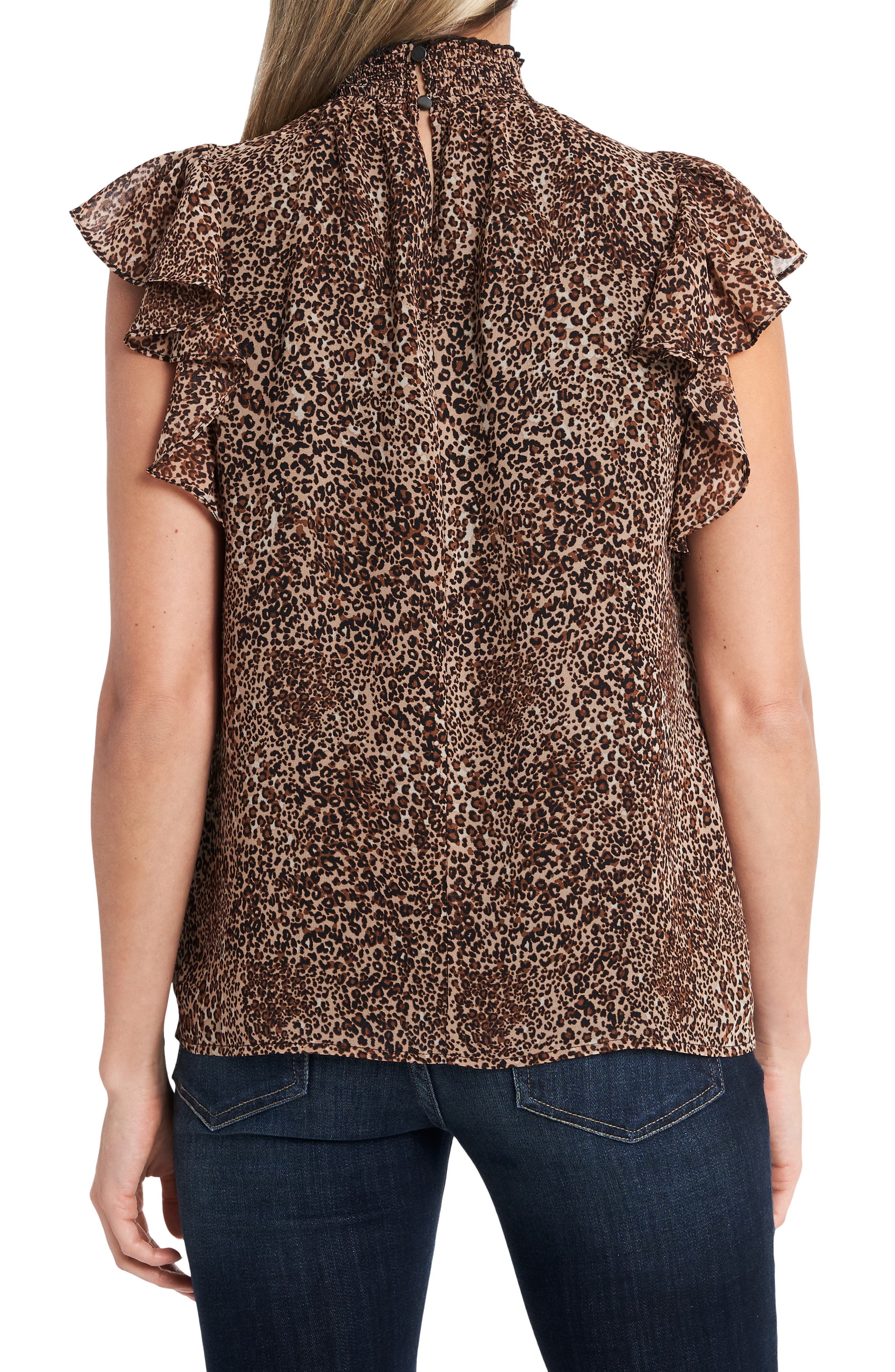 1.STATE Leopard Print Flutter Sleeve Blouse (Women) | Nordstromrack