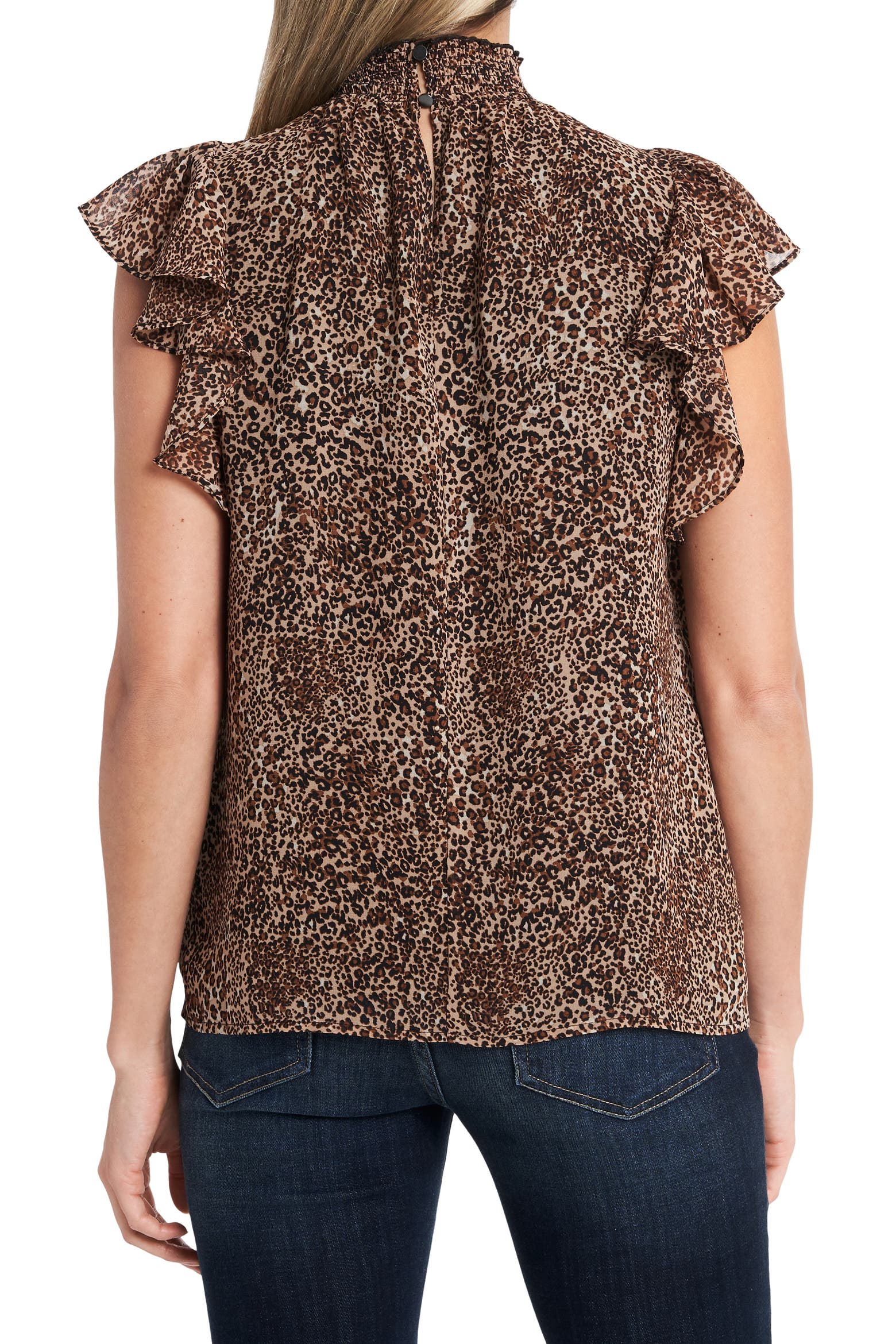 Printable Loop Border 1.STATE Leopard Print Flutter Sleeve Blouse (Women) | Nordstromrack