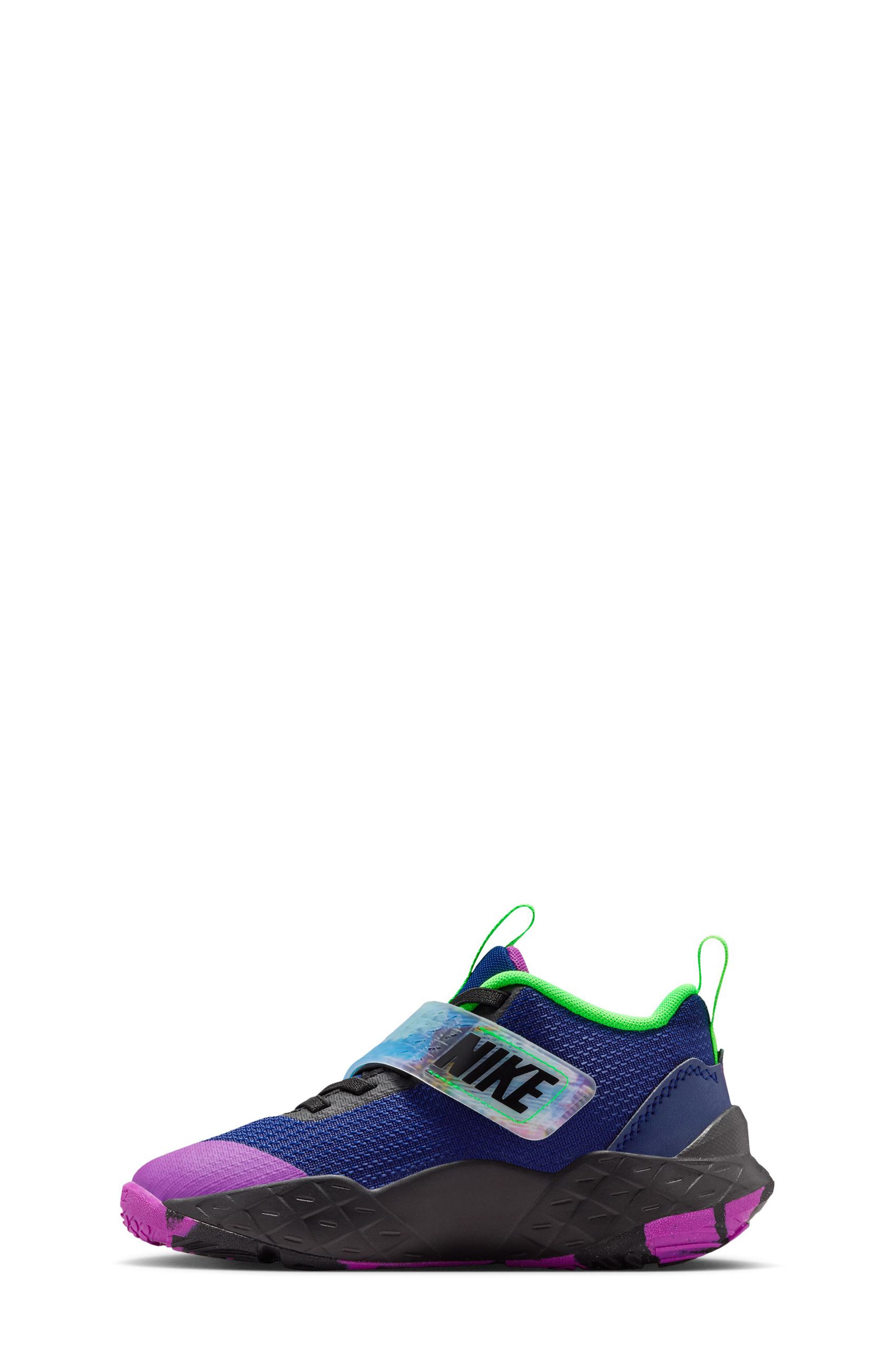 Nike Kids' Team Hustle D 12 Basketball Sneaker, Alternate, color, Blue Void/ Vivid Purple/ Black