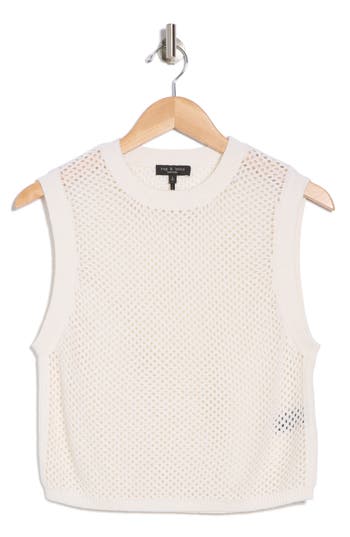 Rag & Bone Carson Cotton & Cashmere Open Stitch Sweater Vest In Ivory