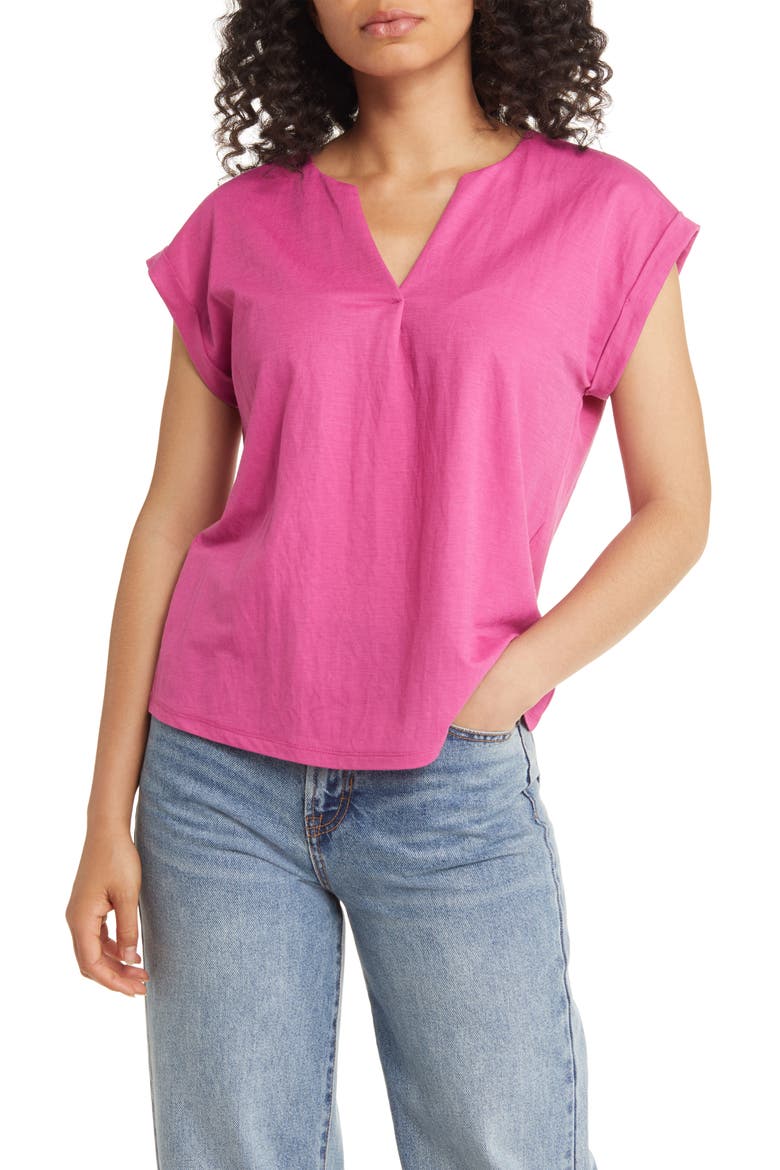 Dolman Sleeve Piqué T-Shirt, Main, color, FUCHSIA