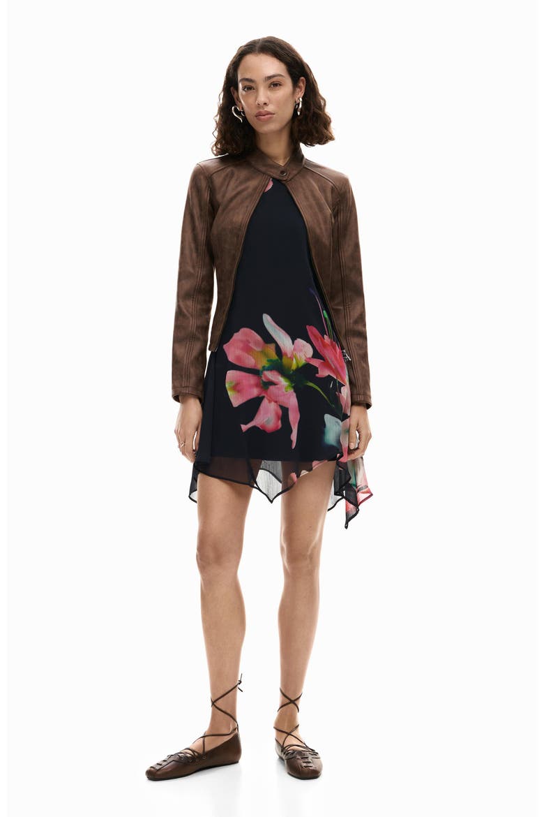 Floral Print Sleeveless Minidress, Alternate, color, BLACK