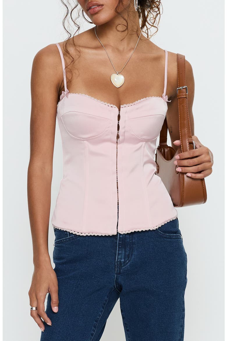 Maralyne Satin Corset Camisole, Main, color, SOFT PINK