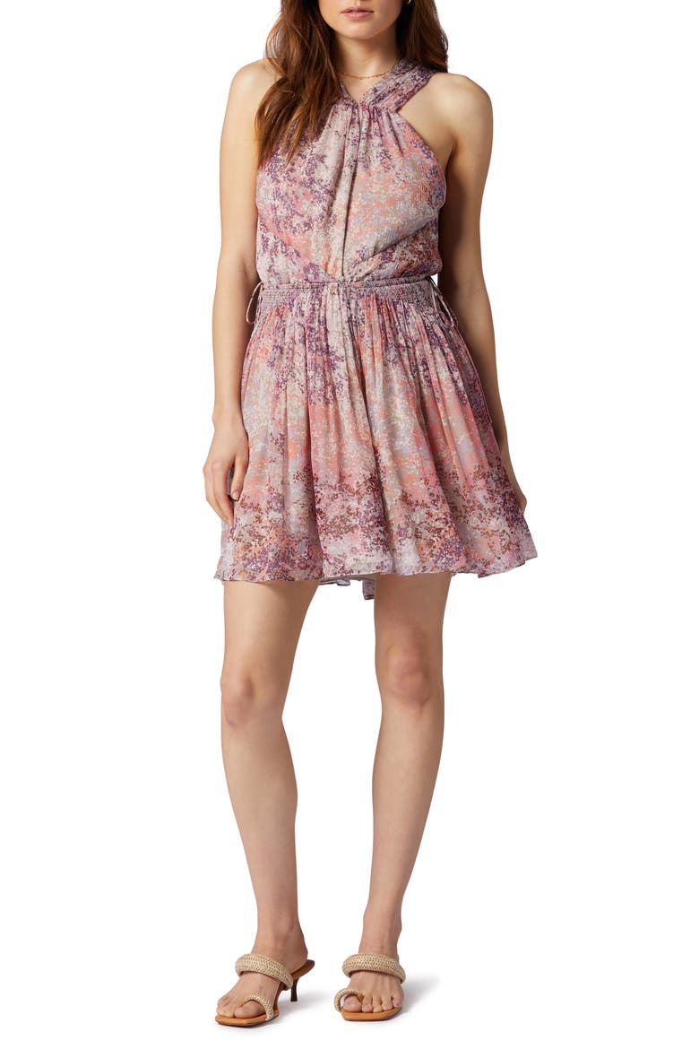 Thya Print Silk Minidress, Main, color, TAUPE GRAY MULTI