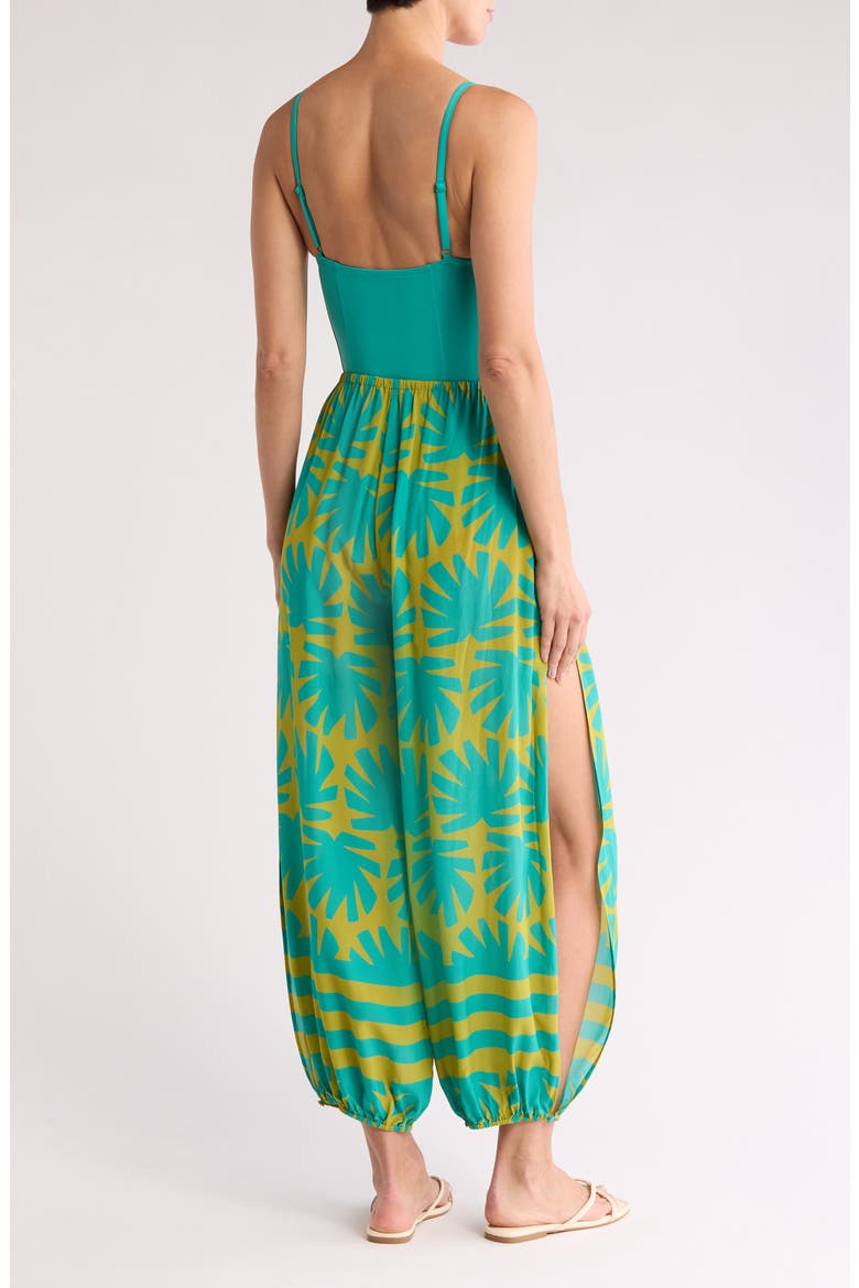 The Lacy Abstract Print Cover-Up Joggers, Alternate, color, CHARTREUSE / TEAL