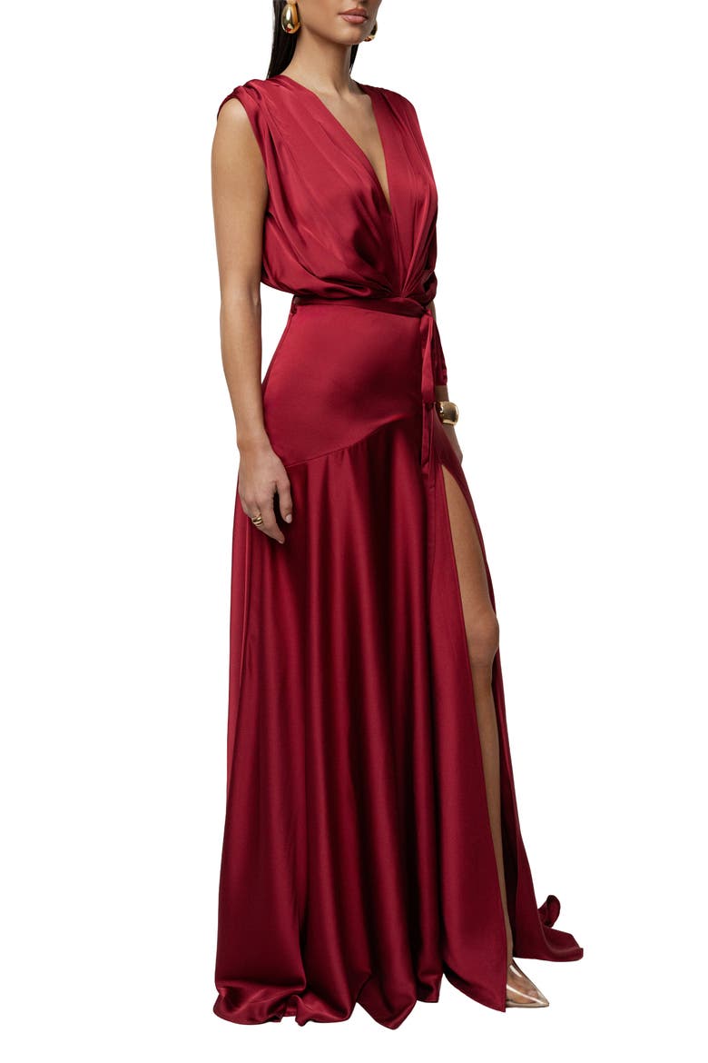 Amalia Satin Maxi Dress, Alternate, color, Red
