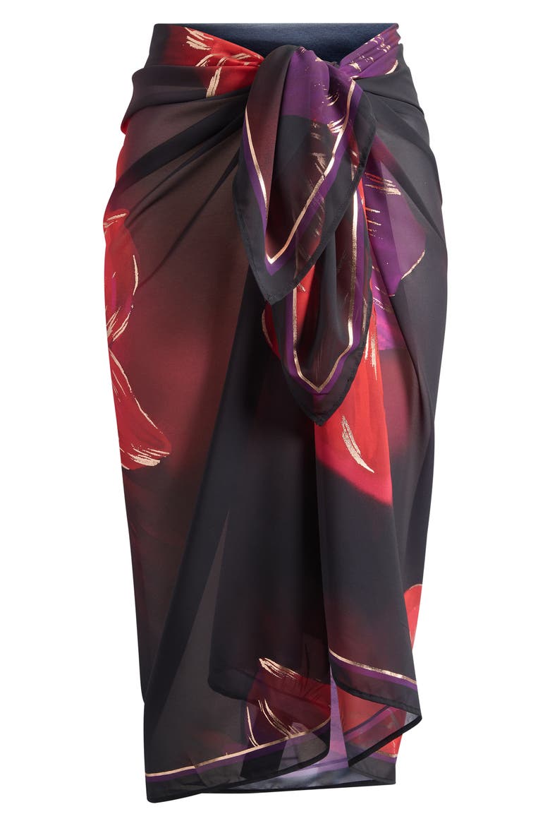 Petali Rosa Cover-Up Pareo, Alternate, color, BLACK/ MULTI