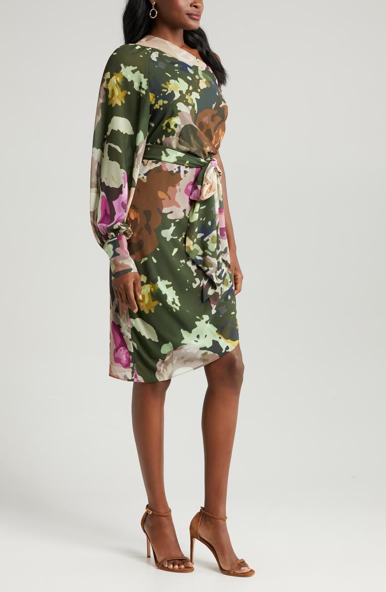 Jewel Badgley Mischka One-Shoulder Asymmetric Hem Dress, Alternate, color, 