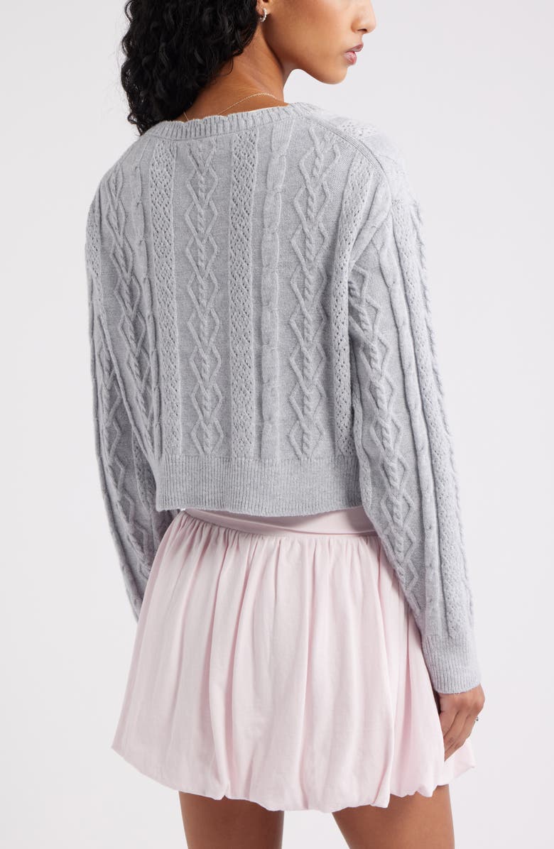 BP. Mixed Stitch Cardigan, Alternate, color, Grey Soft Heather