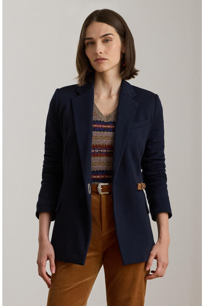 Herringbone Jacquard Buckle Blazer, Alternate, color, LAUREN NAVY