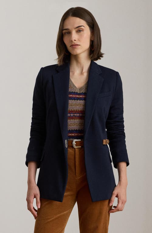 Ralph Lauren Womens Buckle Trim Herringbone Jacquard Blazer 0p 18 In Blue