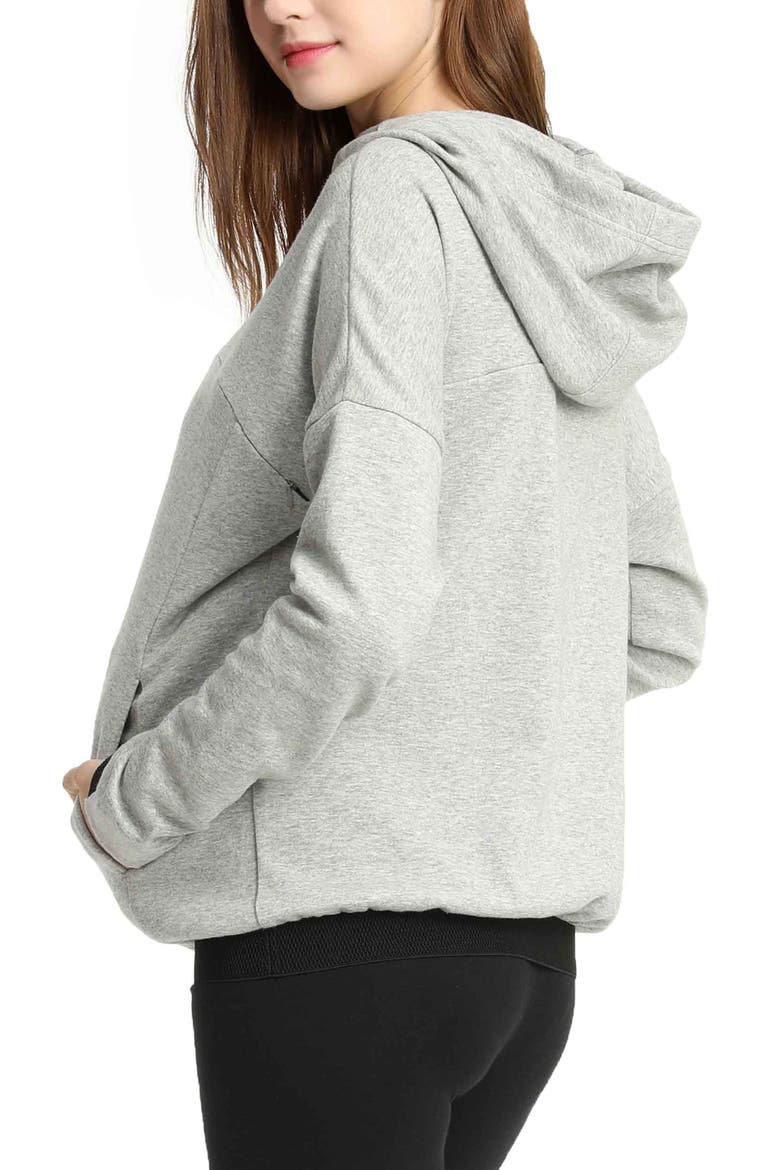 Samara Cowl Neck Maternity/Nursing Hoodie, Alternate, color, Gray