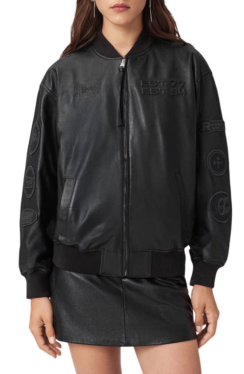 Allsaints Williams F1 Racing X  Belle Leather Bomber Jacket In Black