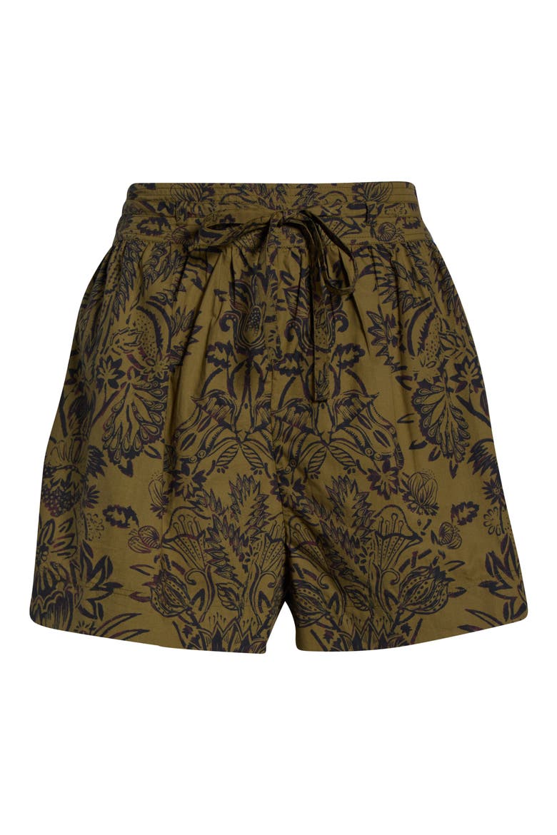Rowan Tie Waist Shorts, Alternate, color, OLIVE FLORA