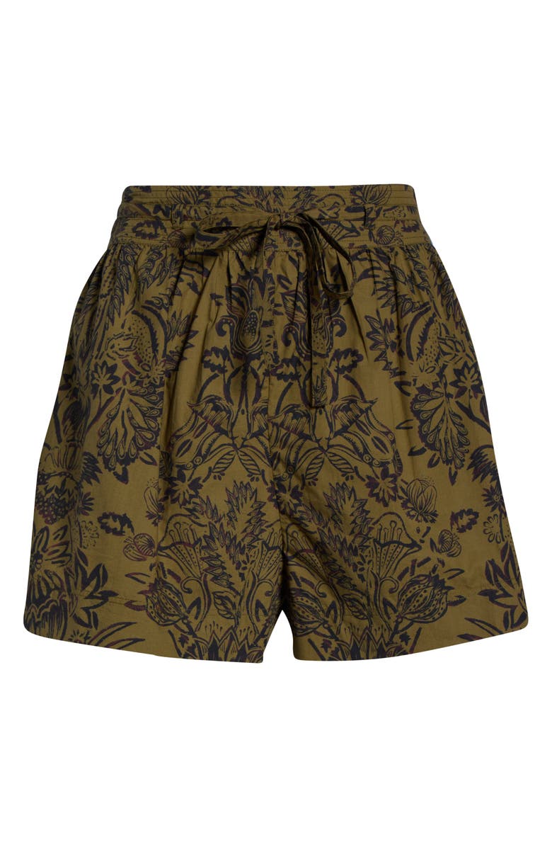 Ulla Johnson Rowan Tie Waist Shorts, Main, color, Olive Flora