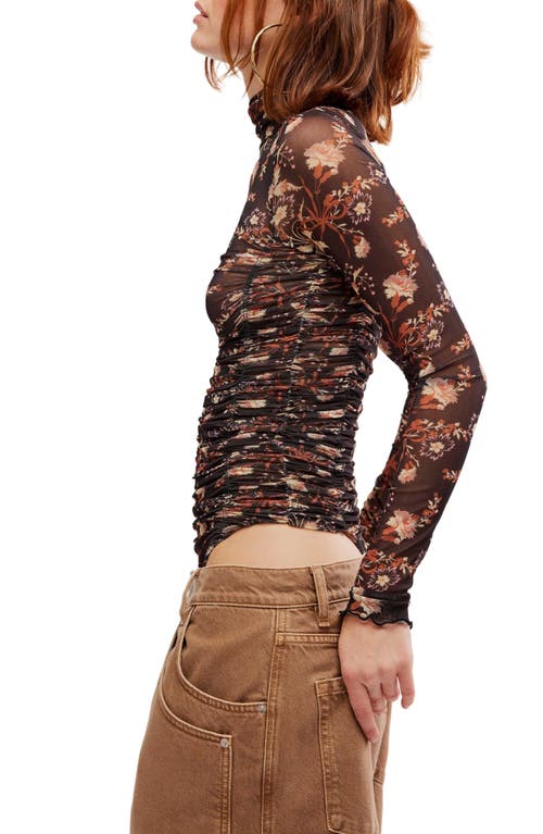 FREE PEOPLE FREE PEOPLE UNDER IT ALL RUCHED MESH TURTLENECK BODYSUIT