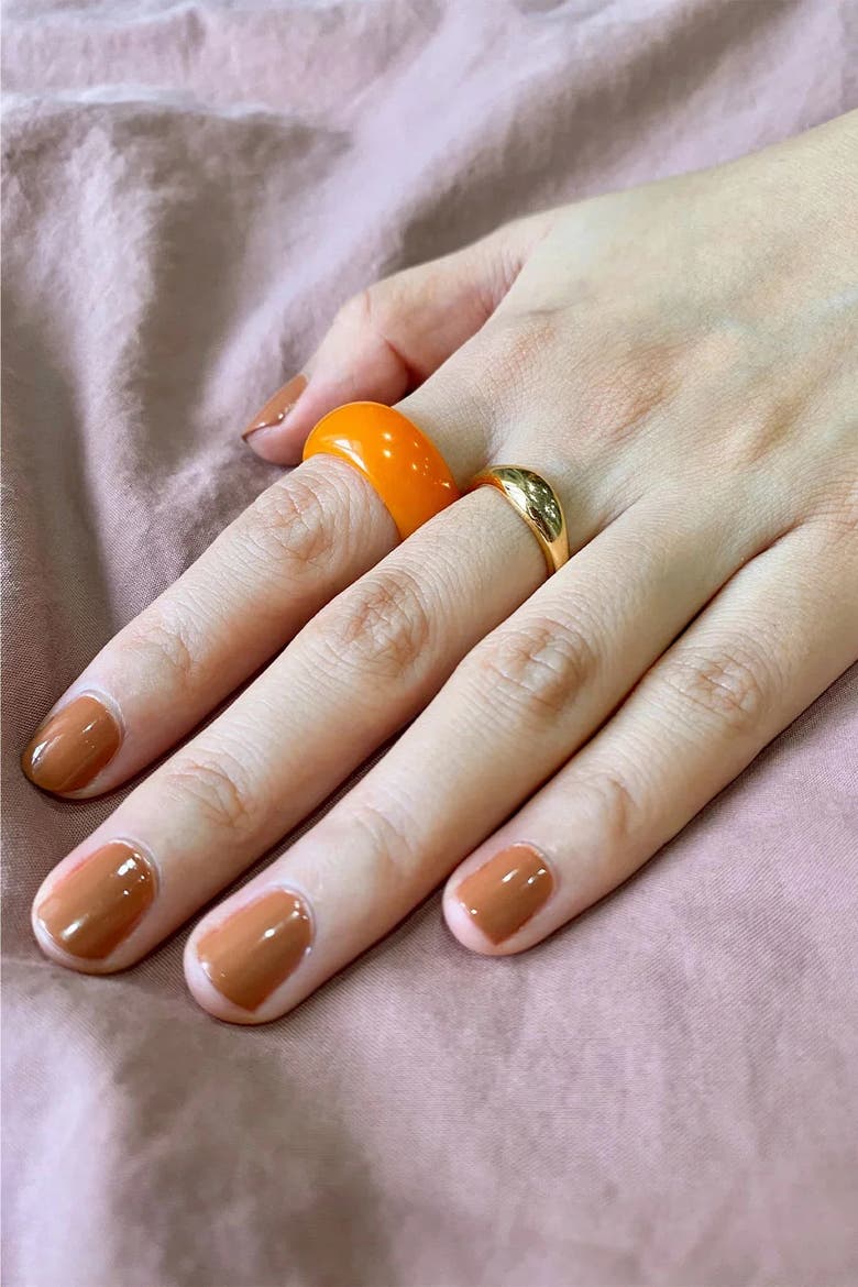 Mandarin Orange Hand-Cast Resin Ring, Alternate, color, Orange