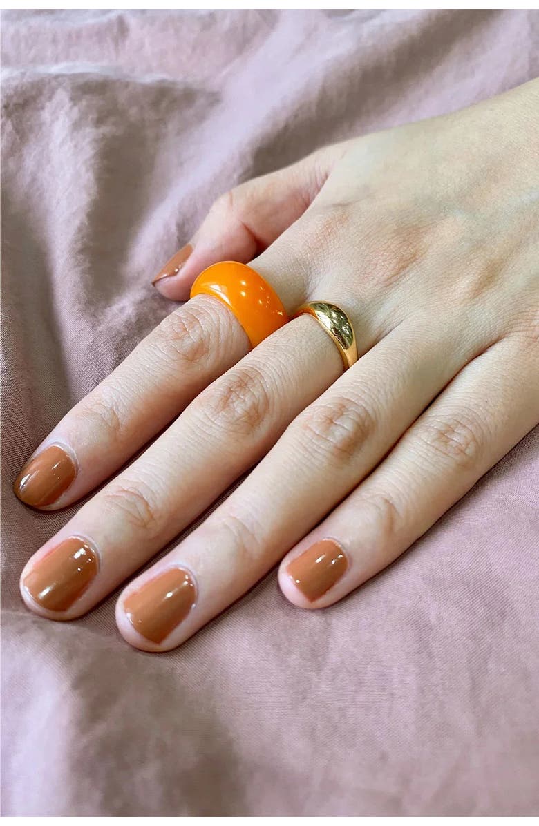 seree Mandarin Orange jade stone ring, Alternate, color, Orange