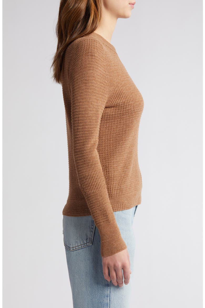 Slim Fit Wool & Cashmere Waffle Knit Sweater, Alternate, color, CHESTNUT