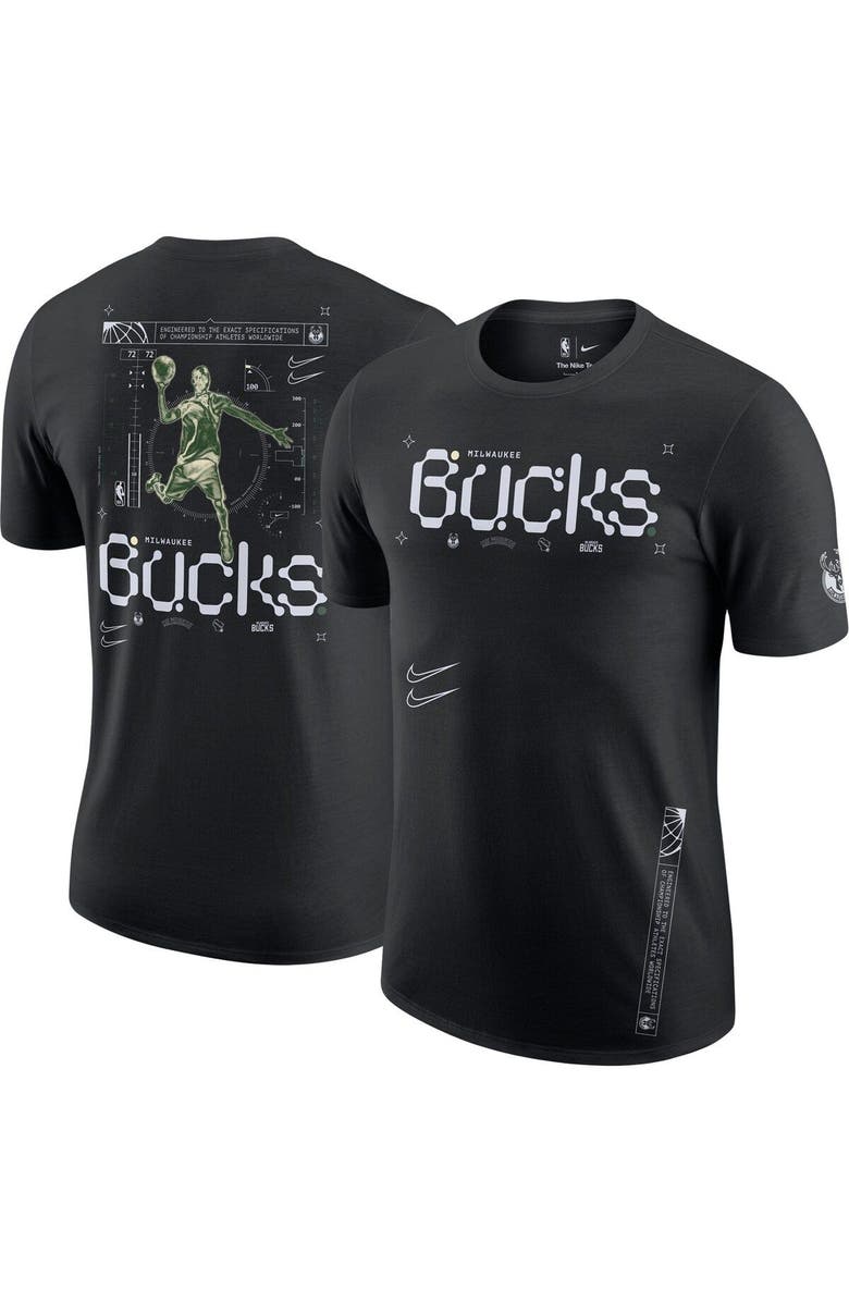 Nike Men's Nike Black Milwaukee Bucks Courtside Air Traffic Control Max90 T-Shirt, Main, color, Black