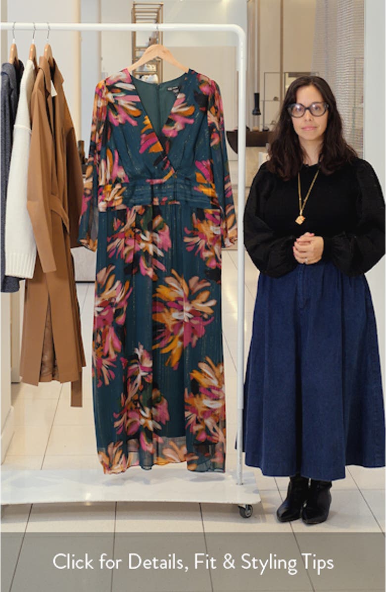 Metallic Long Sleeve Chiffon Dress, sales video thumbnail