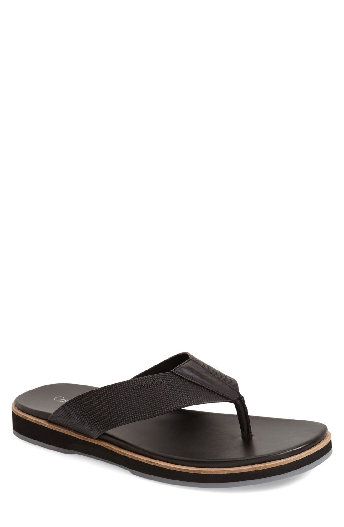Calvin Klein 'Deano' Embossed Flip Flop, Main, color, 