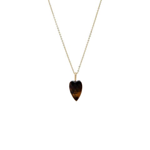 Natural Stone Elongated Heart Pendant Necklace